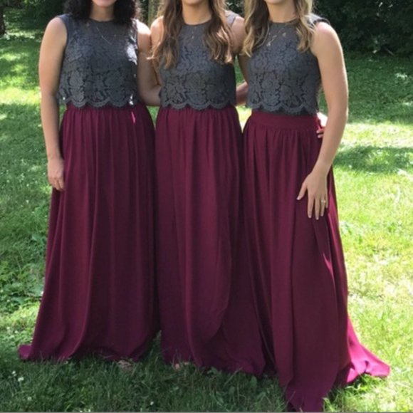 BHLDN Jenny Yoo Cleo Lace Crop Top in Dark Charcoal Smoke Grey Gray - Medium - Picture 6 of 6